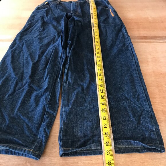 Rocawear Wide Leg Flare Jeans Women 20 Blue High Rise Dark Wash Stretch Skater - Picture 5 of 13